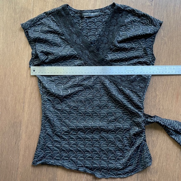 Black Lace trim Dress.top with waist tie Vintage - Picture 4 of 7